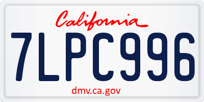 CA license plate 7LPC996