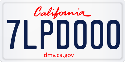 CA license plate 7LPD000