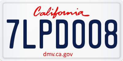 CA license plate 7LPD008