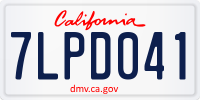 CA license plate 7LPD041
