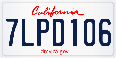 CA license plate 7LPD106
