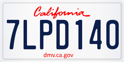 CA license plate 7LPD140