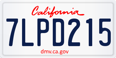 CA license plate 7LPD215