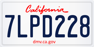 CA license plate 7LPD228