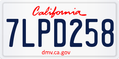 CA license plate 7LPD258