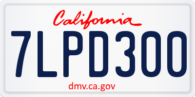 CA license plate 7LPD300