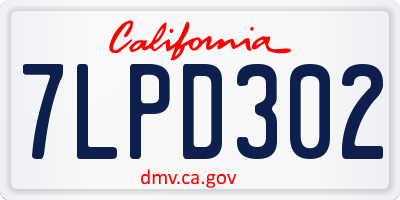 CA license plate 7LPD302