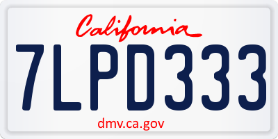 CA license plate 7LPD333