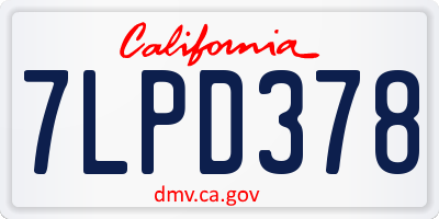 CA license plate 7LPD378