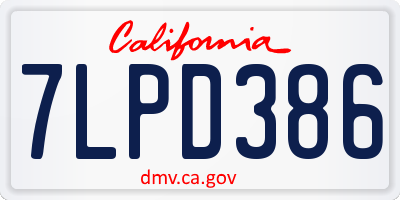CA license plate 7LPD386