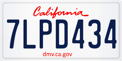 CA license plate 7LPD434