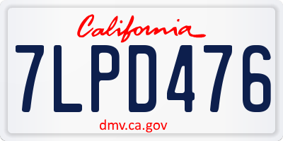 CA license plate 7LPD476