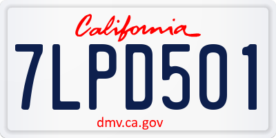 CA license plate 7LPD501