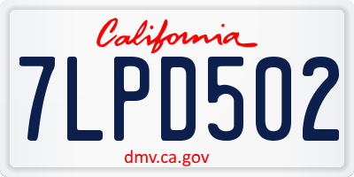 CA license plate 7LPD502