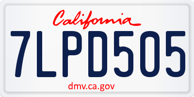 CA license plate 7LPD505
