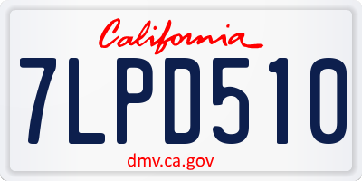 CA license plate 7LPD510
