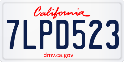 CA license plate 7LPD523