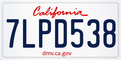 CA license plate 7LPD538