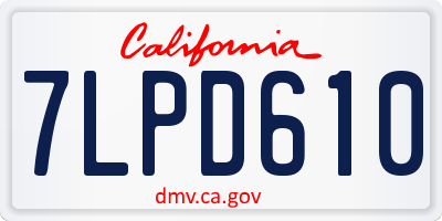CA license plate 7LPD610