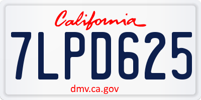 CA license plate 7LPD625