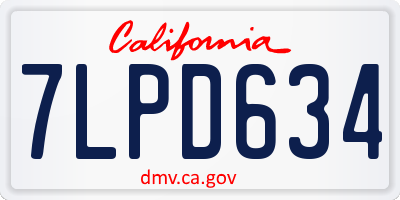 CA license plate 7LPD634