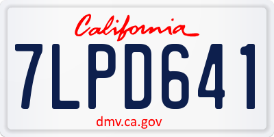 CA license plate 7LPD641