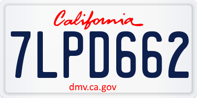 CA license plate 7LPD662