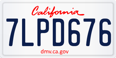 CA license plate 7LPD676