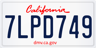 CA license plate 7LPD749