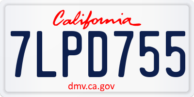 CA license plate 7LPD755