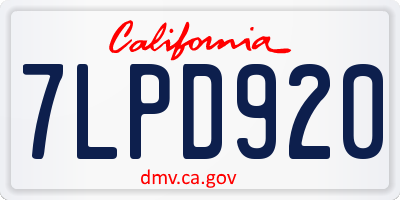 CA license plate 7LPD920