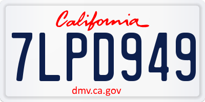 CA license plate 7LPD949