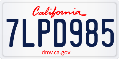 CA license plate 7LPD985