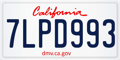 CA license plate 7LPD993