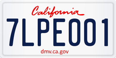 CA license plate 7LPE001
