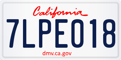 CA license plate 7LPE018