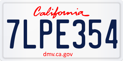 CA license plate 7LPE354