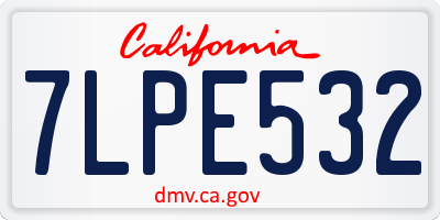 CA license plate 7LPE532