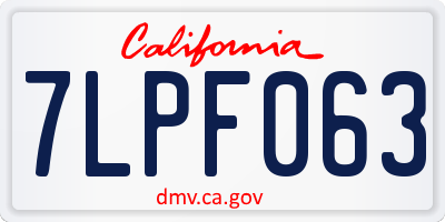 CA license plate 7LPF063