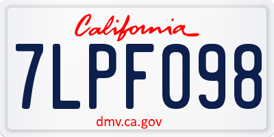 CA license plate 7LPF098