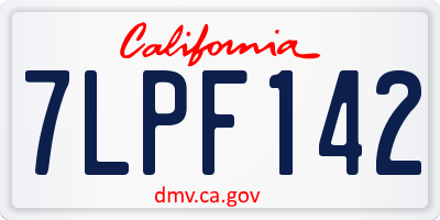 CA license plate 7LPF142