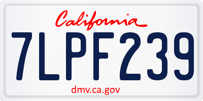 CA license plate 7LPF239