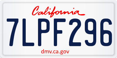 CA license plate 7LPF296