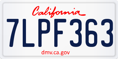 CA license plate 7LPF363