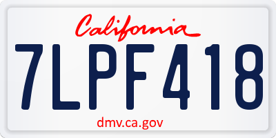 CA license plate 7LPF418