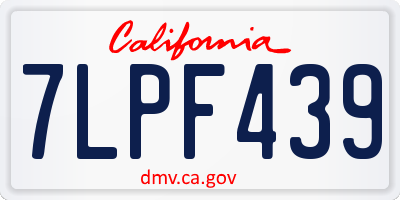 CA license plate 7LPF439