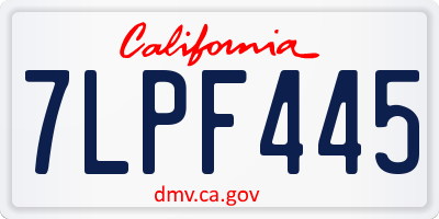 CA license plate 7LPF445