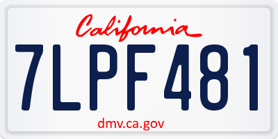 CA license plate 7LPF481