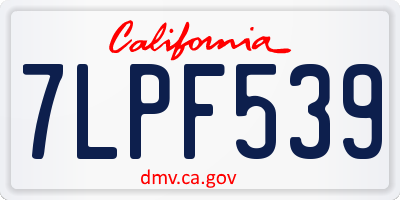 CA license plate 7LPF539