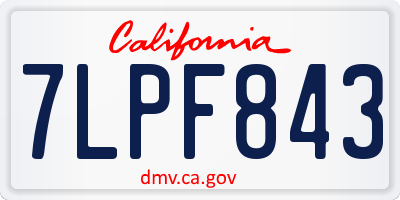 CA license plate 7LPF843